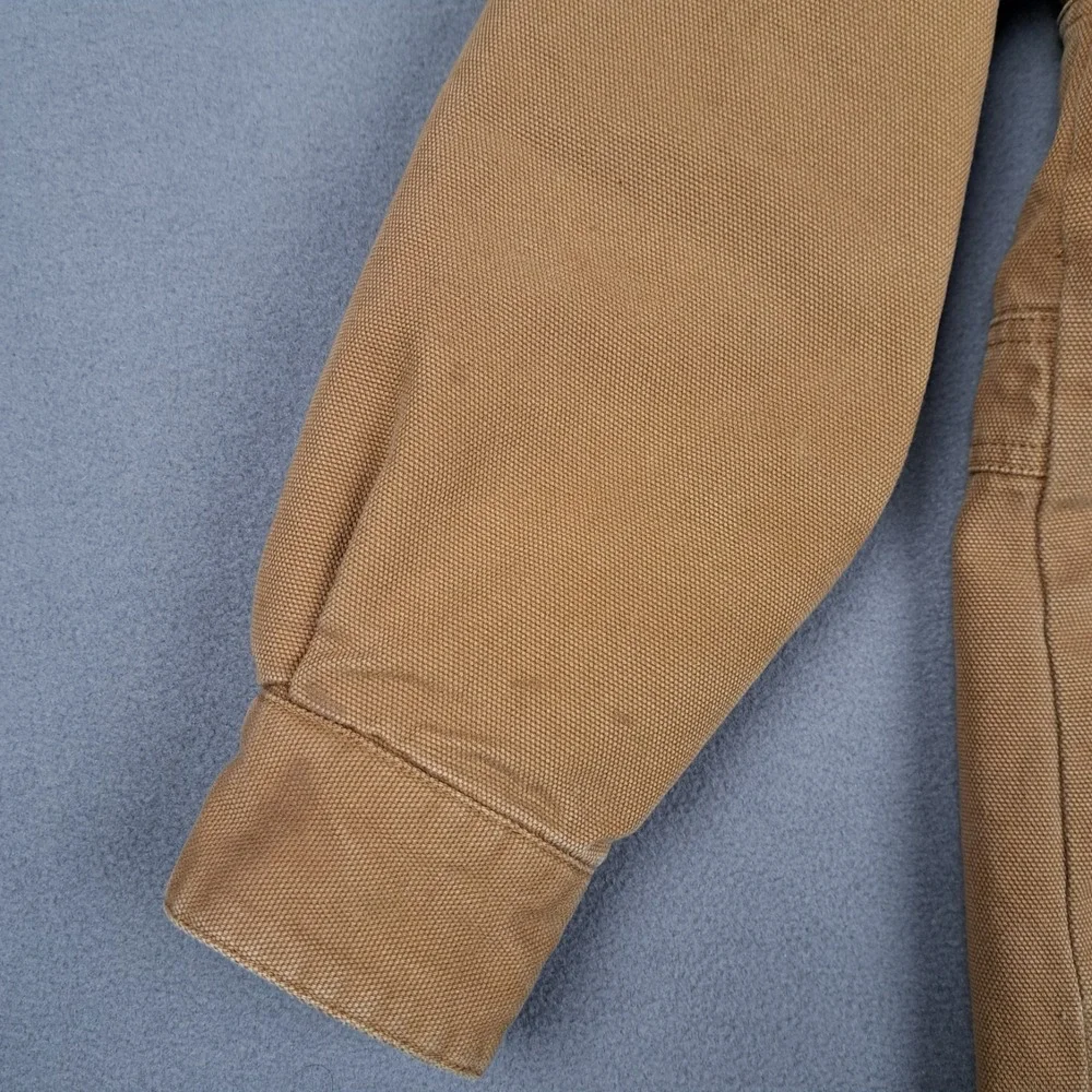 Cabelas Duck Canvas Blanket Lined Jacket Womens Medium Leather Collar Chore Coat - Picture 12 of 16